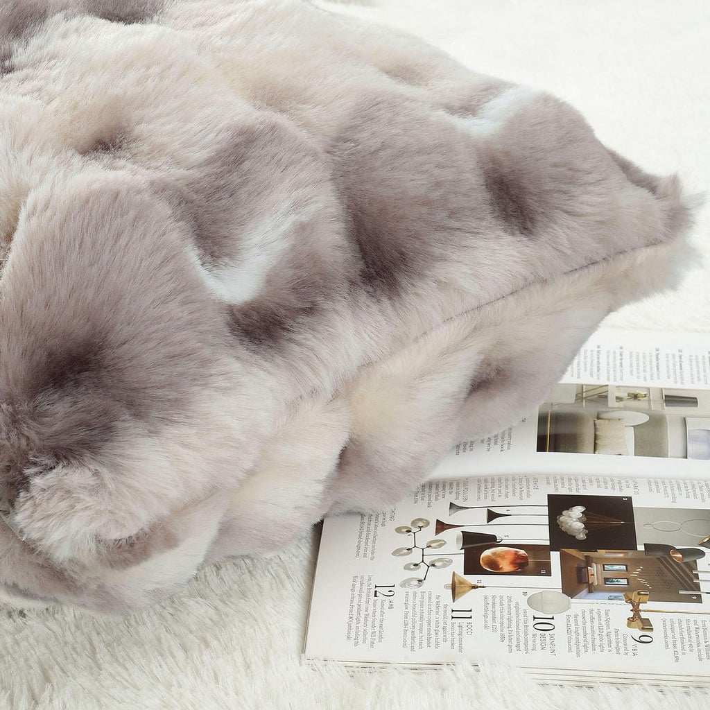 MADIZZ Pack of 2 Thick Plush Faux Wool Throw Pillow Covers Soft Boho Throw Pillows Luxurious Cushion Covers for Couch Sofa Bedroom Living Room Home Decor 18x18 Inch Grey Taupe
