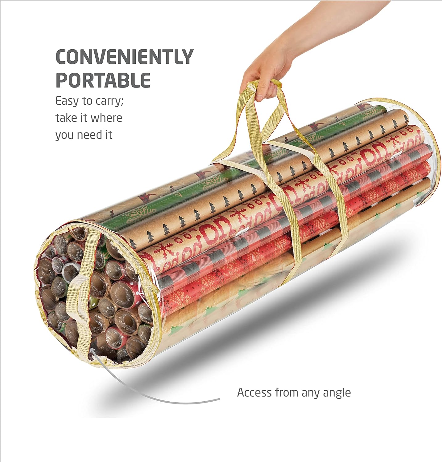 ZOBER Wrapping Paper Storage Container - 40-Inch Waterproof Organizer for 25 Rolls of Gift Wrap