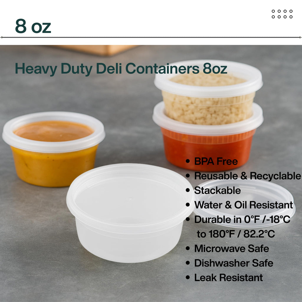 ProTakeOut [8oz-240 Sets Plastic Deli Containers with Lids - BPA Free Clear Soup Containers with Airtight Lids, Leak Resistant Food Storage for Meal Prep, Stackable/Microwave/Dishwasher/Freezer Safe