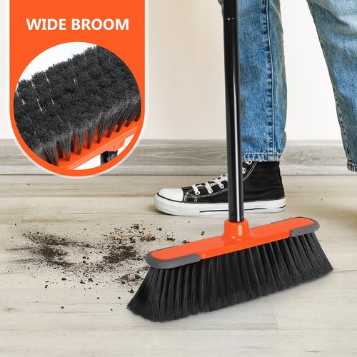 Broom for Sweeping Indoor 54''Long Handle Soft Bristle Brooms,Indoor Broom for Floor Cleaning House Broom for Kitchen Lobby Patio Yard