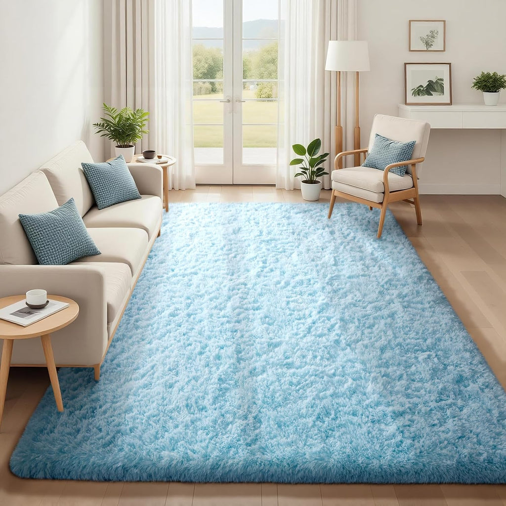 Ophanie Light Blue Area Rug - Soft Plush Shaggy Carpet for Living Room & Kids' Nursery | 5x8 Size