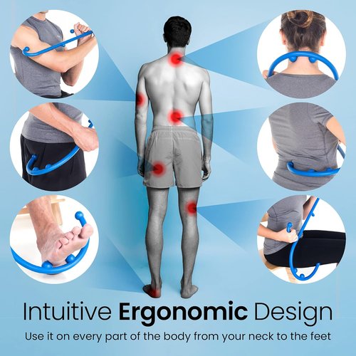 LiBa Back and Neck Massager - Handheld Trigger Point Therapy for Pain Relief | Blue Color Gift for All