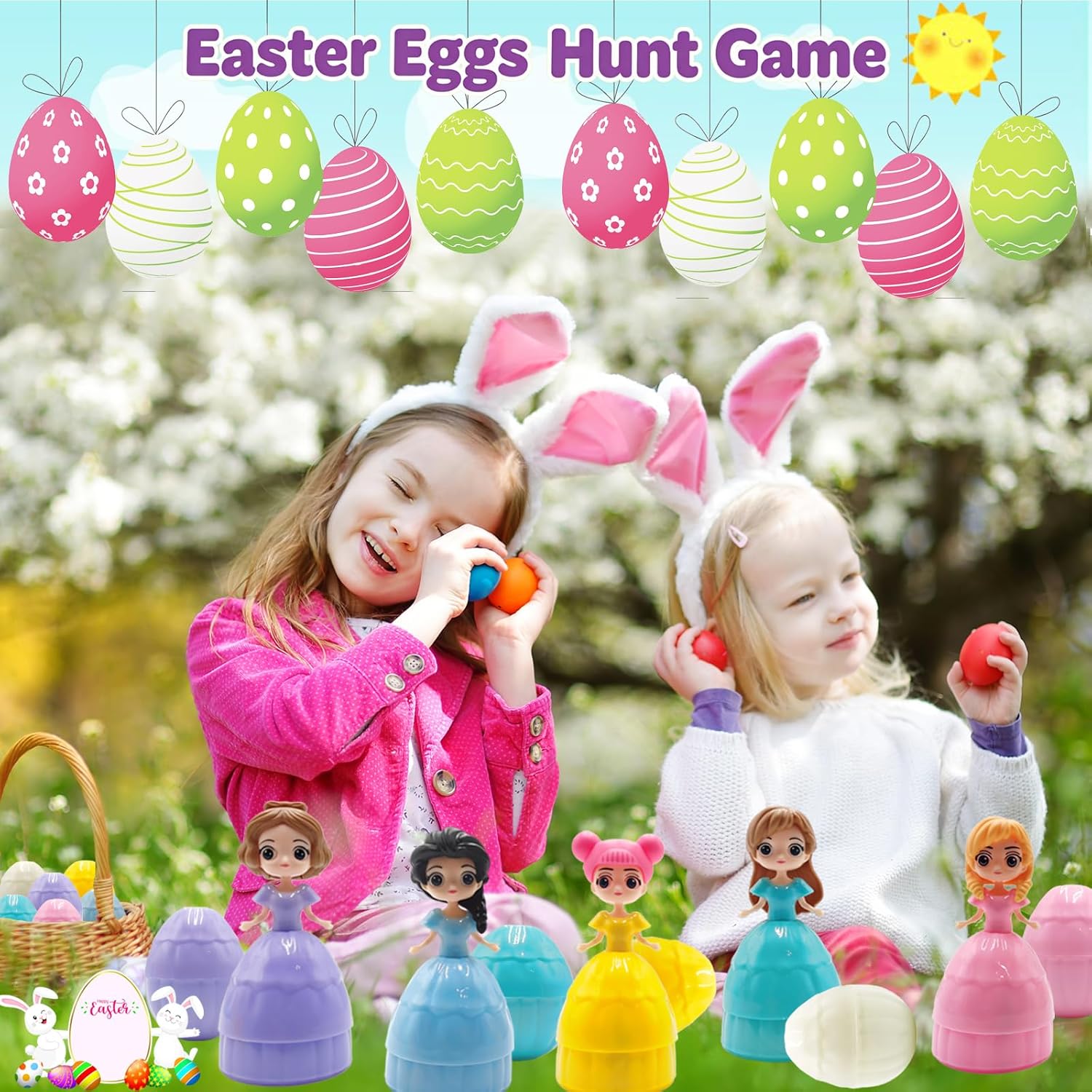 NICENINE Easter Eggs - 12 Piece Prefilled Princess Eggs for Kids | Perfect Goodie Bag Stuffers for Ages 3+