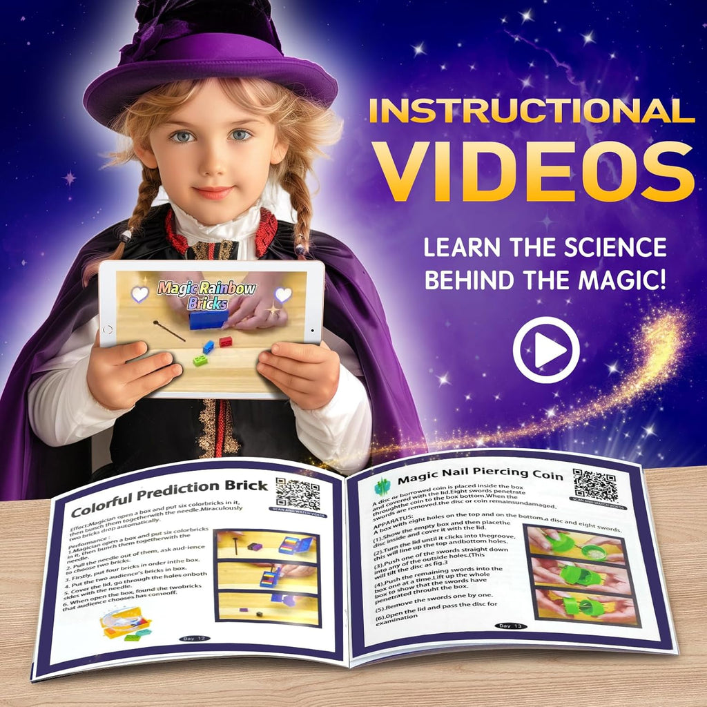 Magic Set Advent Calendar 2025 - Engaging Tricks & STEM Toys for Kids Aged 8-12 | Perfect Christmas Gift