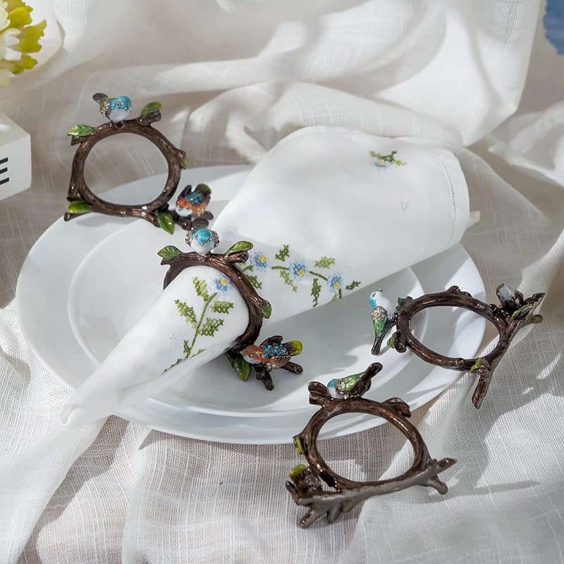 Bird Napkin Ring Set of 4 – Elegant Metal Serpentine Napkin Holders