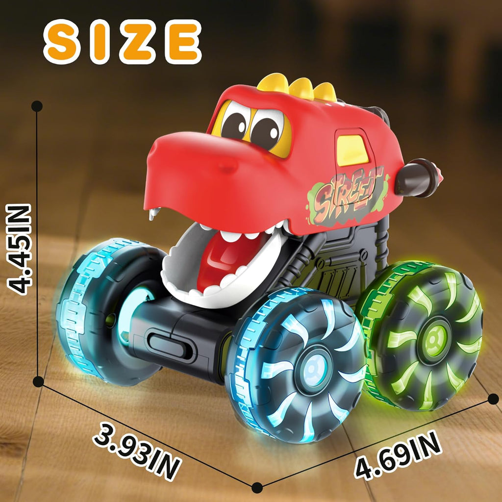 Skiennix Dinosaur Monster Truck Toys - Light-Up LED Wheels | 3-Pack for Toddlers & Kids