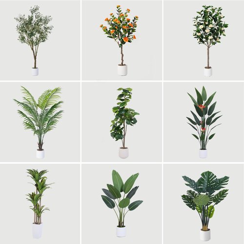 Jocoevol Artificial Bird of Paradise Plant 48in(4Ft) Tall Fake Banana Leaf Plant for Indoors and Outdoors, Artificial Flowers, Faux Palm Tree with Plastic Pot for Office and Home Decor
