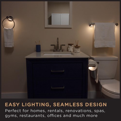 Enbrighten Towel Ring, Motion Sensing, Night Light, Battery Operated, Bathroom Lighting, Towel Holder, Hand Towel Holder, Towel Hanger for Bathroom, Kitchen, Chrome, 77235-P1