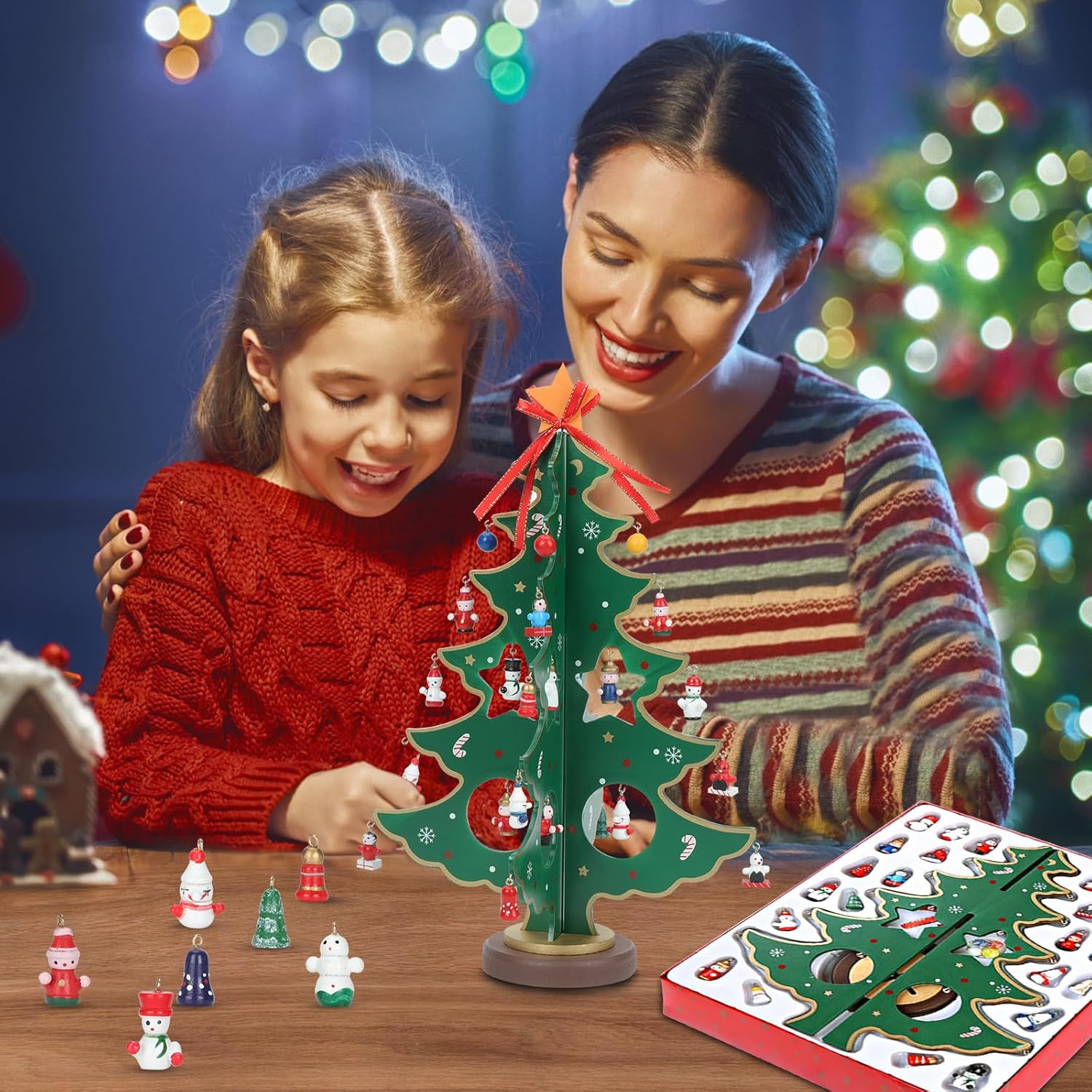 ZEEYUAN Christmas Advent Calendar - 24-Day Countdown Decoration for Kids | Festive Tabletop Decor 2025