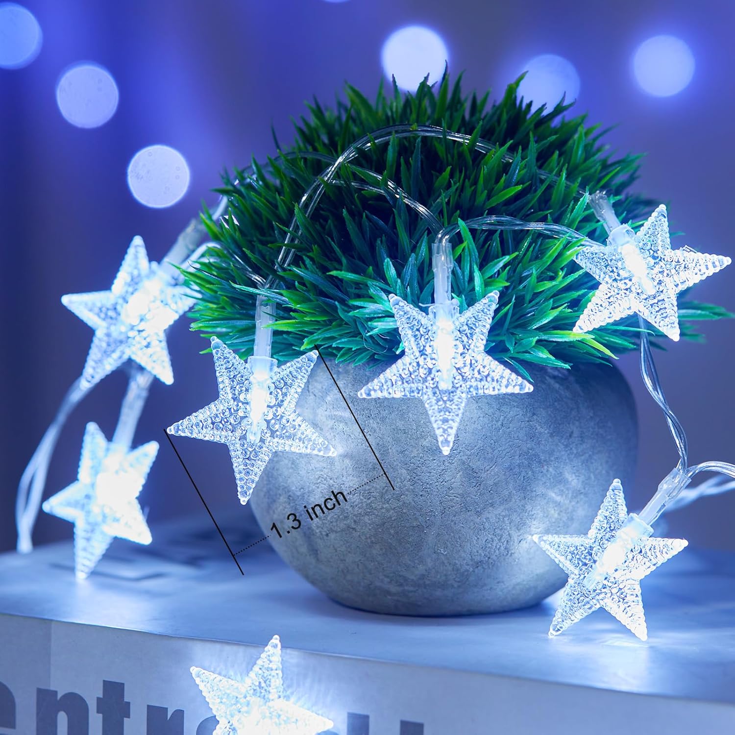 Minetom Star String Lights - 50 LED Waterproof Fairy Lights, 17 ft with Timer for Indoor & Outdoor Decor