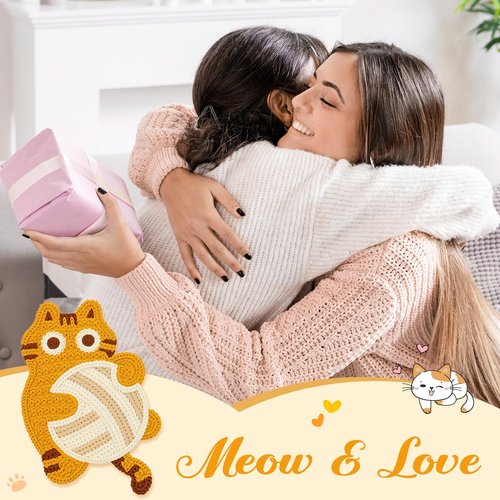 InnoLemon Cute Drink Coasters - 3 PCS Cat Crochet Cup Coaster Set, Funny Coasters for Desk Table, Cat Lover Gifts for Women, Home Restaurant Decor