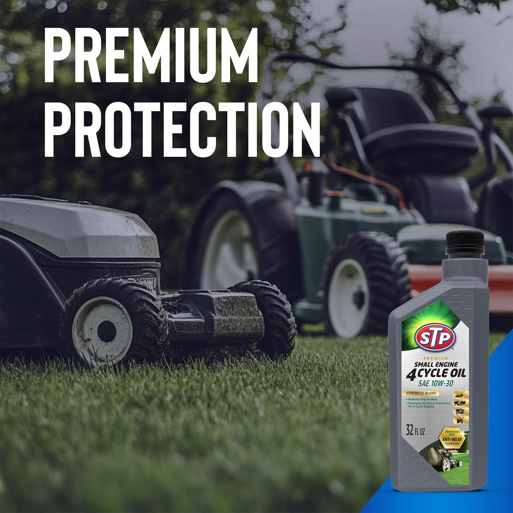 STP Premium Small Engine Oil - SAE 10W-30 Formula for Lawnmowers & Tractors | 32 Oz