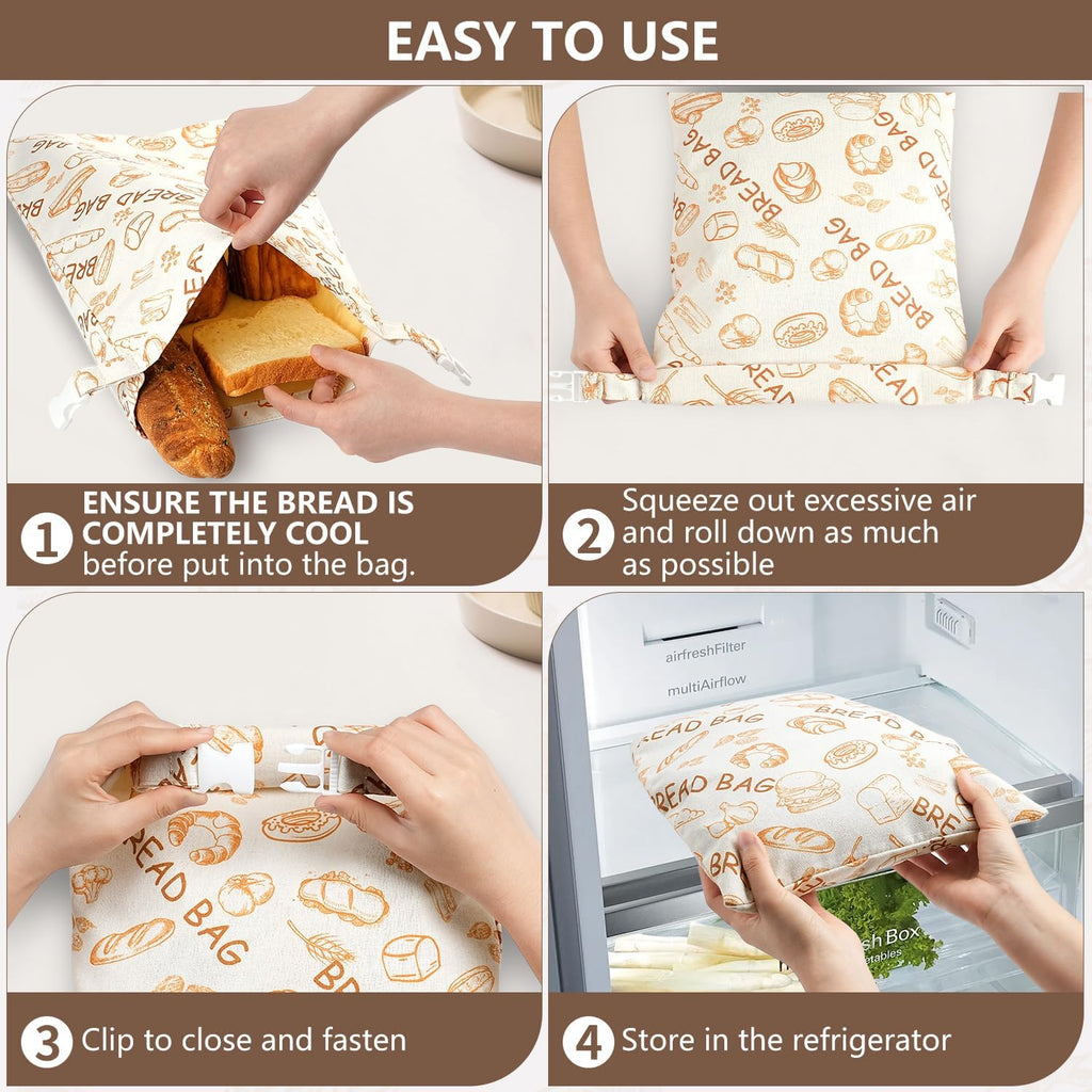 Skiennix Reusable Beeswax Bread Bags - Eco-Friendly Food Storage for Sourdough | 2 Pack, Large Capacity