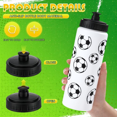 Skybooly 24 Pcs Soccer Water Bottle Bulk 20 oz Sports Ball Cup Accessories Reusable Squeeze Water Bottle for Sports Party Favor Players Lovers Team Gifts Gym Bike Cage