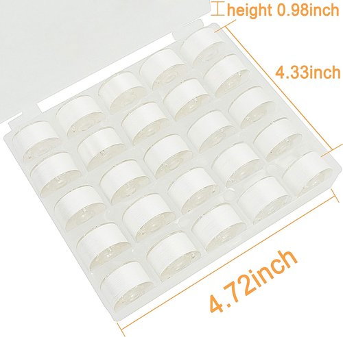 Brothread 25pcs Prewound Bobbin Thread - White 60S/2 (90WT) for Embroidery & Sewing Machines
