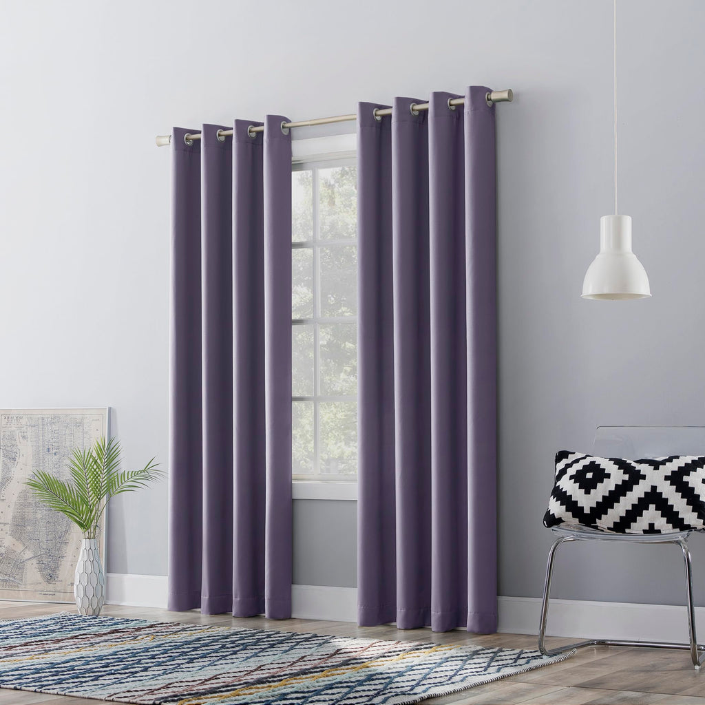 Sun Zero Barrow 2-Pack Energy Saving Grommet Curtain Panel Pair, Lavender, 54" W x 84" L (2 Panels)
