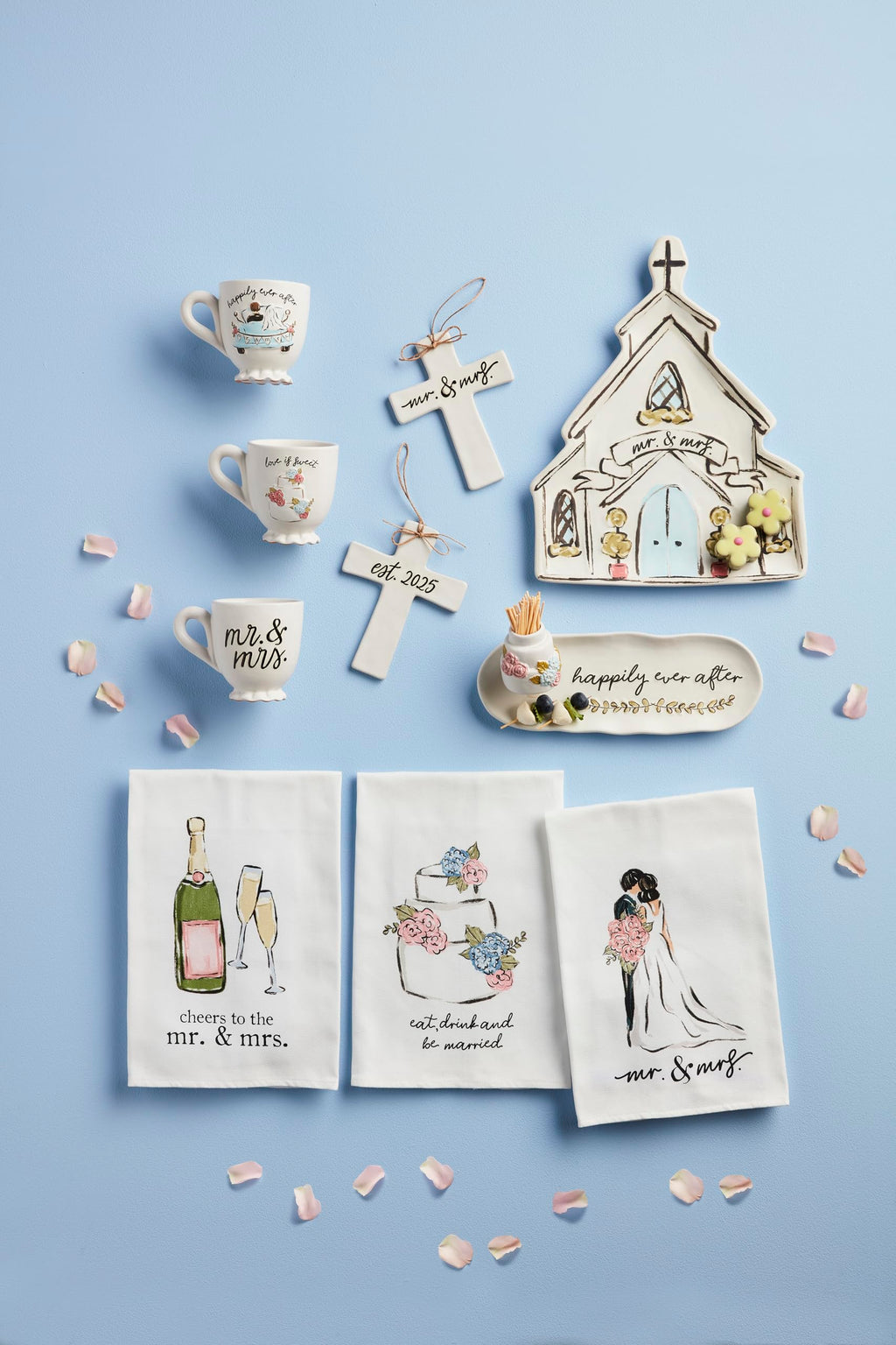 Mud Pie Mr and Mrs Wedding Cross; 6 1/2" x 5"