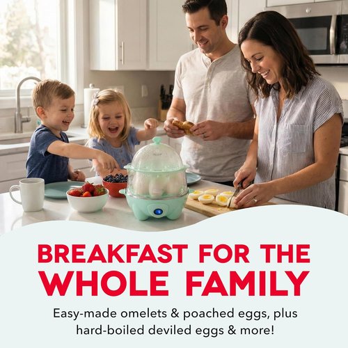 Dash Deluxe Egg Cooker | Boiler, Poacher & Steamer - Holds 12 Eggs - Aqua - BPA Free & Dishwasher Safe