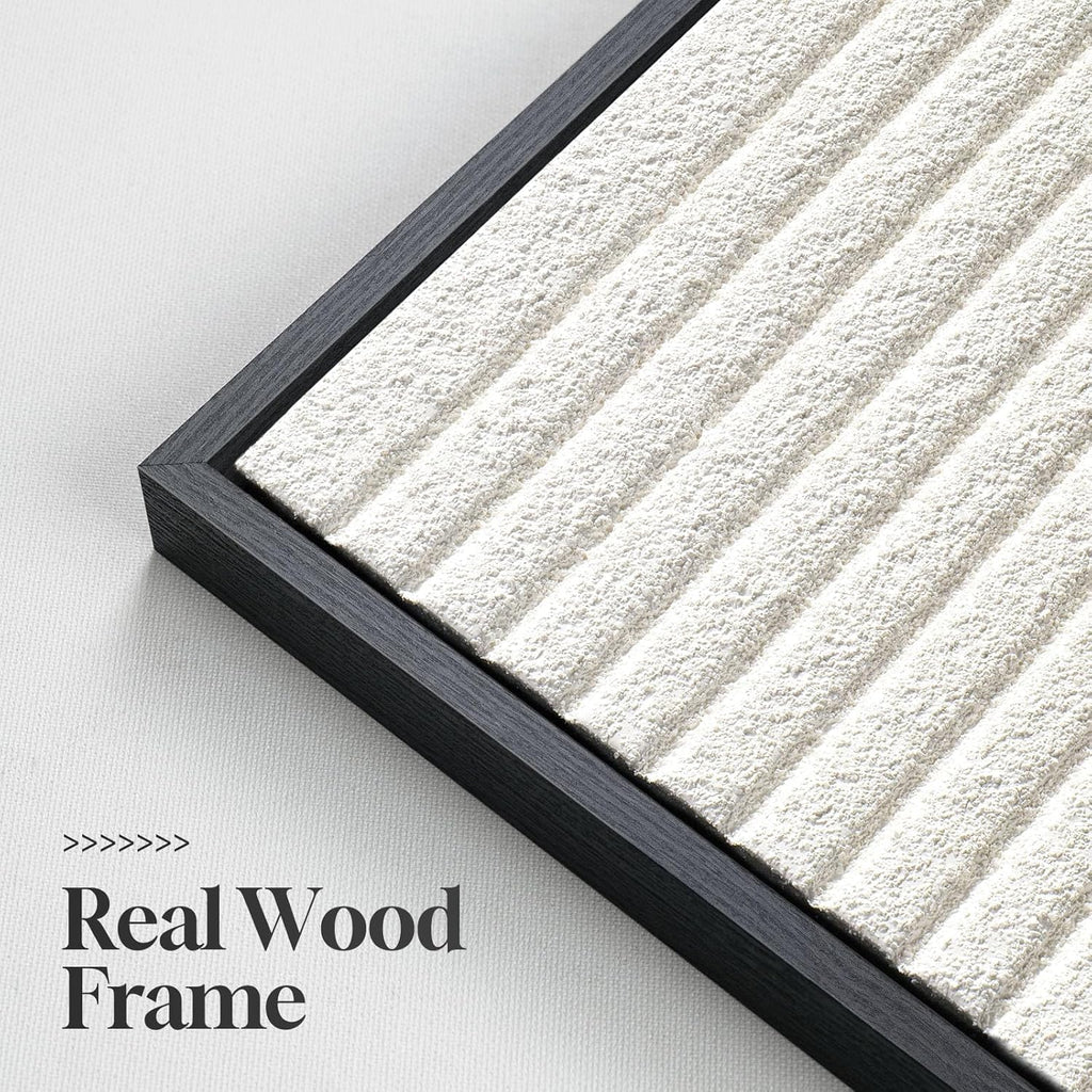 Skiennix Large Framed 3D Textured Abstract Wall Art - Modern White Geometric Decor | 24x36 In, 3 Piece Set