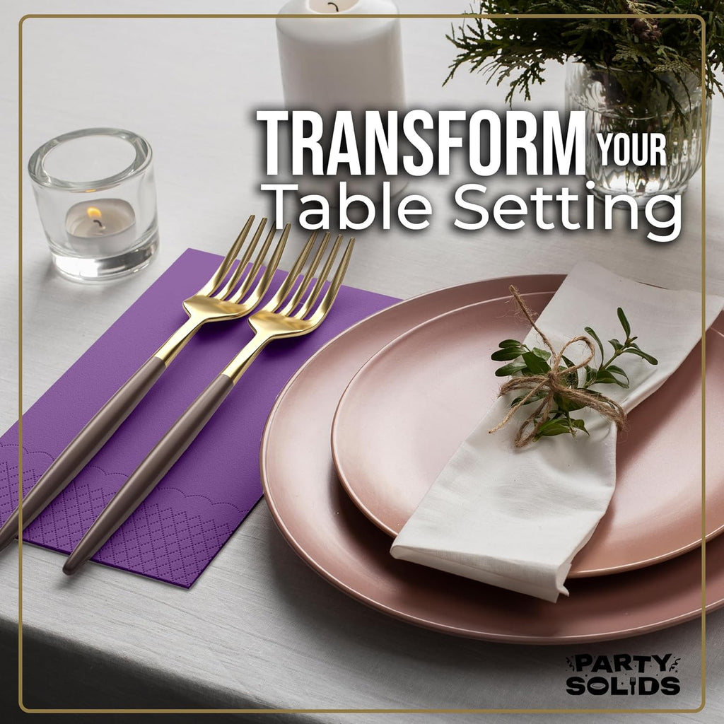 Party Solids Purple Dinner Napkins - 40 Pcs 2-Ply Disposable Paper Napkins for Events & Everyday Use