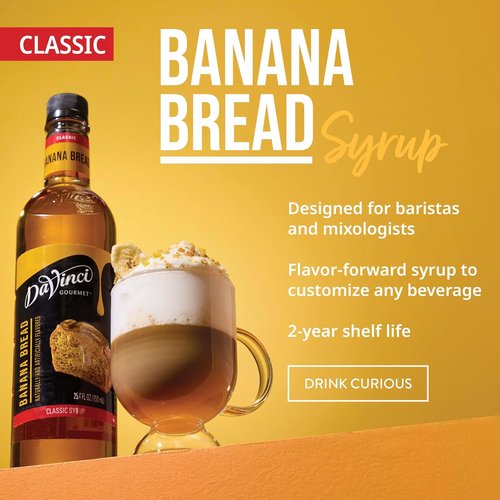 DaVinci Gourmet Banana Bread Syrup - Rich Flavor for Baking & Beverages | 25.4 Fl Oz