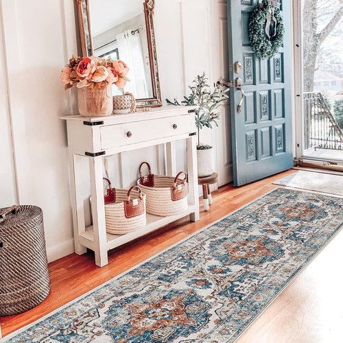 Hallway Washable Runner Rug - Vintage Soft Non-Slip 2x7 Entryway Carpet | Ideal for Kitchen & Living Room