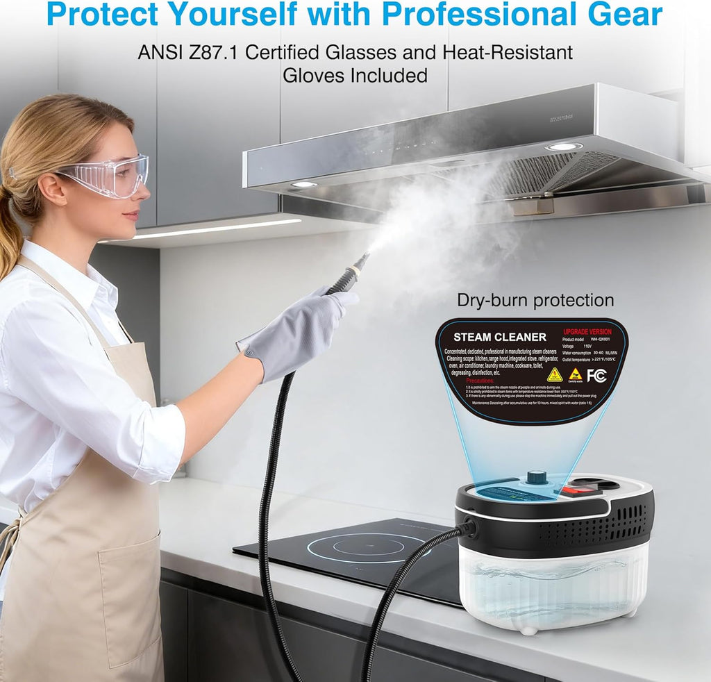 Skiennix Steam Cleaner - 2500W High Pressure Portable Steamer with 6 Adjustable Levels & 17-Pc Kit