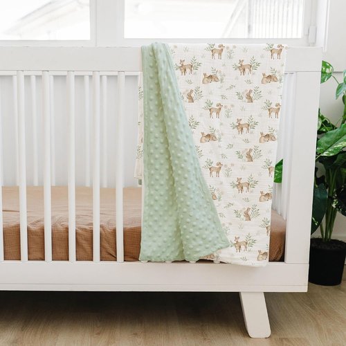 Konssy Baby Blankets - Super Soft Unisex Minky Nursery Blanket with Muslin Cotton Front | Newborn Size