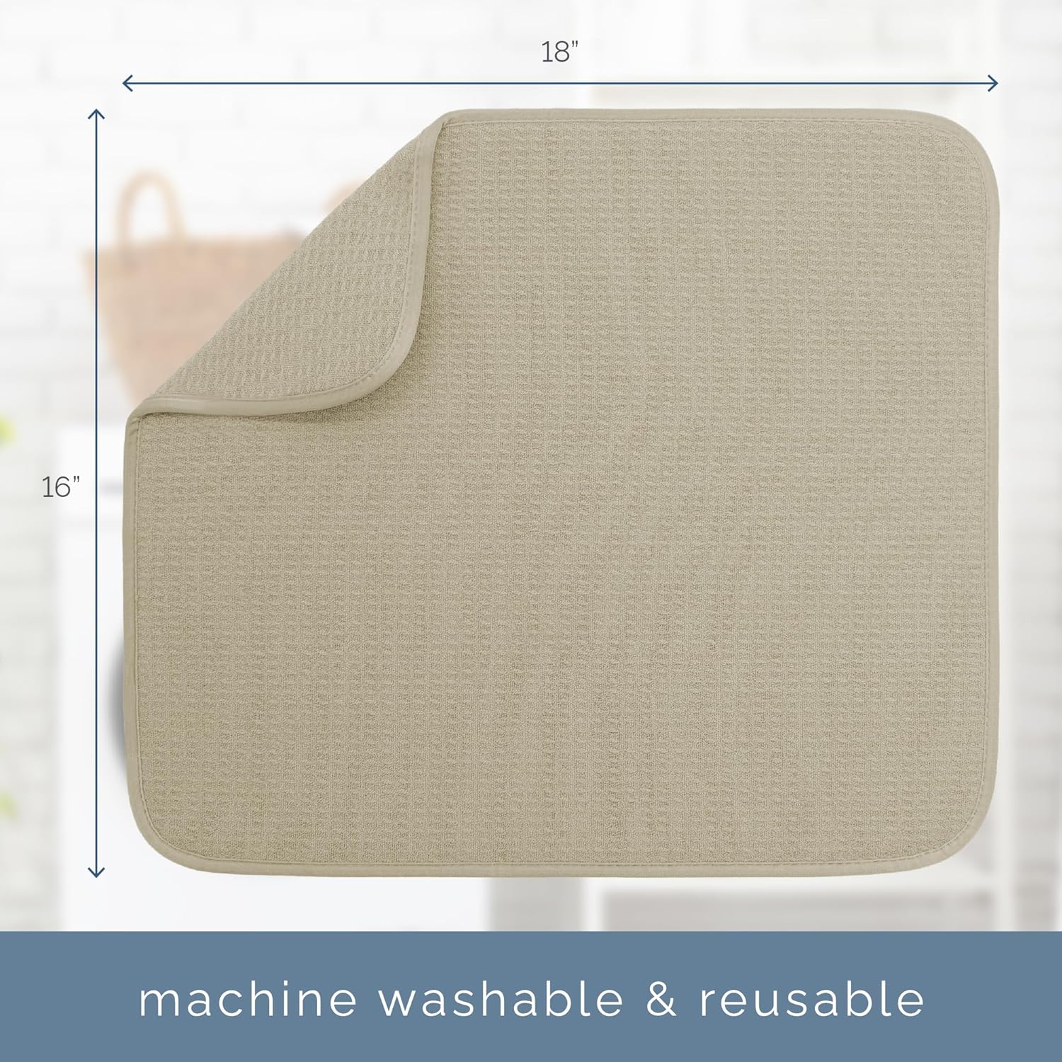 S&T INC. Dish Drying Mat - Absorbent Microfiber Kitchen Counter Pad, 16” x 18”, Large, Pure Cashmere