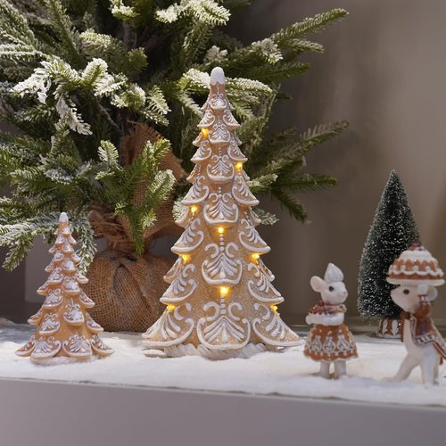 Cynkeyee Gingerbread Christmas Tree Decorations - Indoor Xmas Lights & Centerpiece | 6.5x4.5x10 Inch