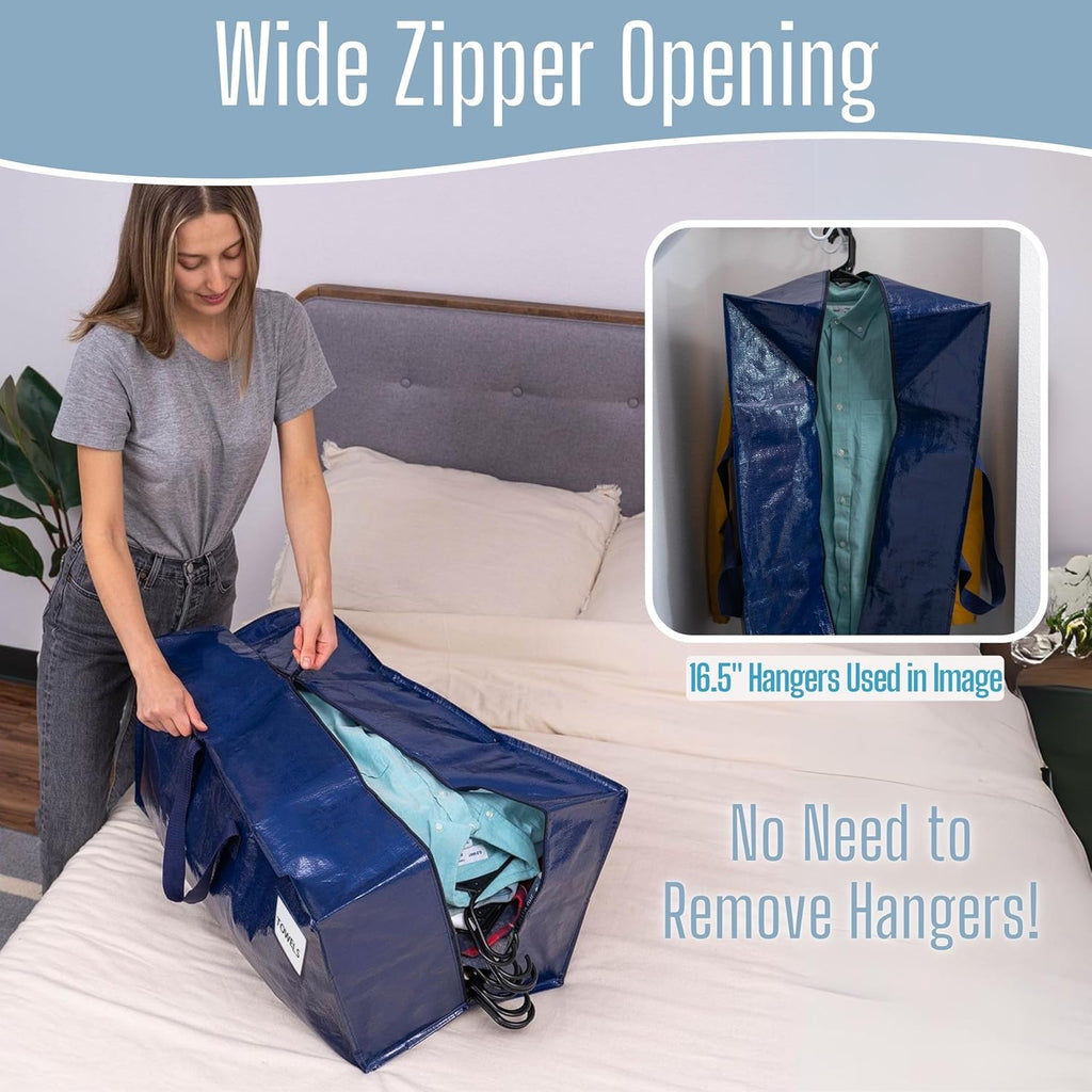 VENO Heavy Duty Moving Bags - Extra Large 2 Pack with Backpack Straps & Zippers | Ideal for College Dorm Essentials