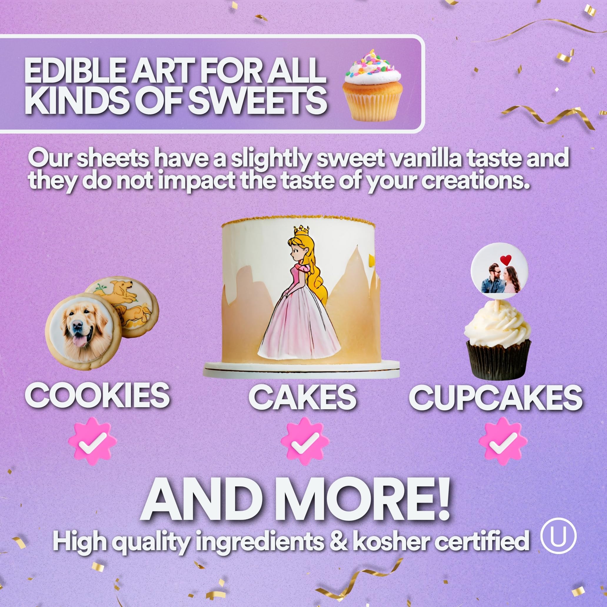 paper2eat Frosting Sheets Premium 8.5“ x 11“ - 3 Count - White Edible Icing Sheets - Kosher Certified