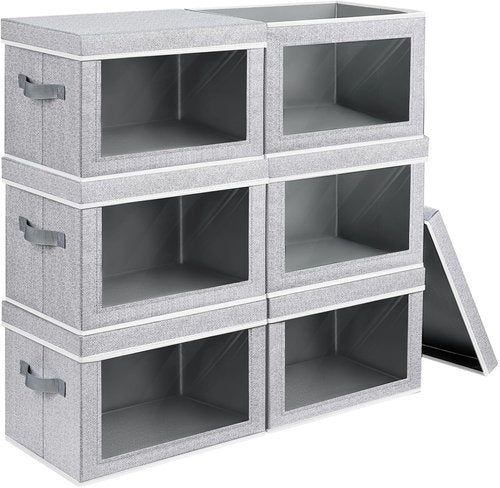 Homsorout Storage Bins - 6 Pack Large Fabric Storage Cubes with Lids & Handles for Organizing Clothes, Towels, Books