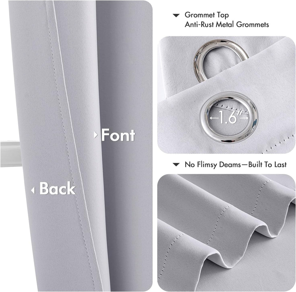 MIULEE Blackout Curtains - Thermal Insulated Room Darkening Drapes | 40 x 45 Inches, Greyish White, 2 Panels