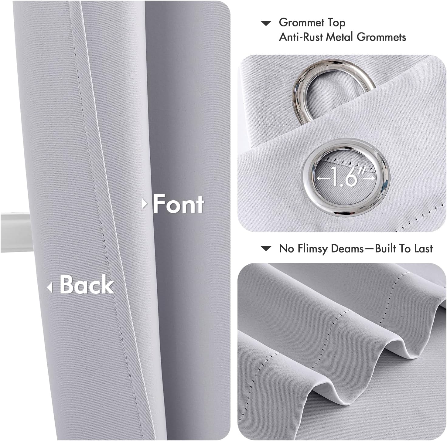 MIULEE Blackout Curtains - Thermal Insulated Room Darkening Drapes | 40 x 45 Inches, Greyish White, 2 Panels