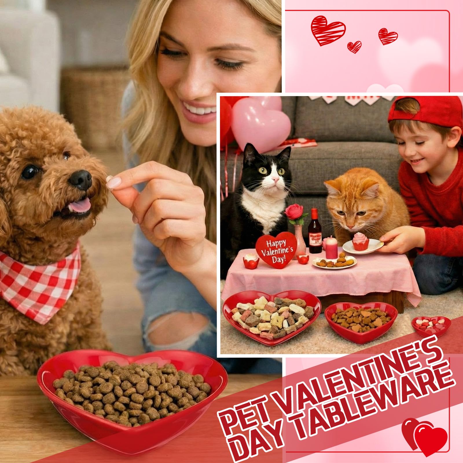 Suclain Valentines Day Red Heart Shaped Ceramic Plate Set of 3 Heart Dinner Dishes 3.15″ 4.92″ 7.09″ Platter for Dish Dessert Salad Bowl for Valentine‘S Day Party Supply Microwave Dishwasher Safe