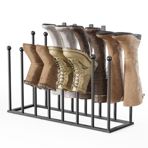 pickpiff Free Standing Shoe Racks - 19.5 Inch Black Metal Boot Rack Organizer Tall Boots for Dorm Room, Closet, Entryway, Bedroom, Patio Outdoor, Hallway, Black, Shoe Storage Fit for 8 Pairs