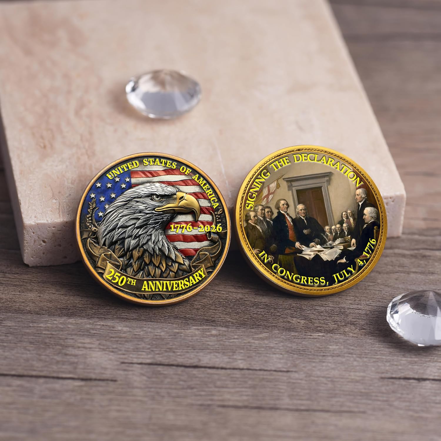 USA 250th Anniversary Commemorative Coin - American Eagle & Patriotic Symbols | Perfect Gift for Celebration (1776-2026)