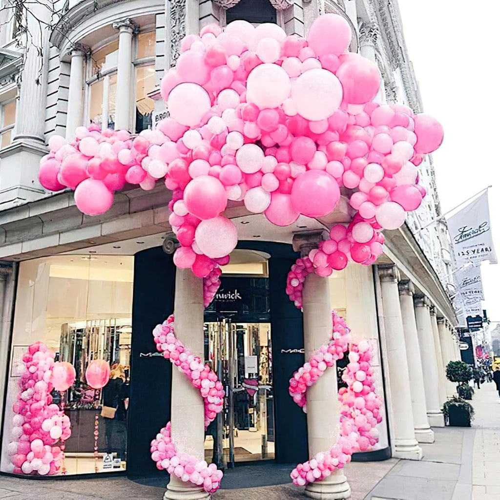 PartyWoo Pink Balloons - 101pcs 12 Inch Matte Pink Balloon Arch Kit for Baby Shower & Birthday Celebrations
