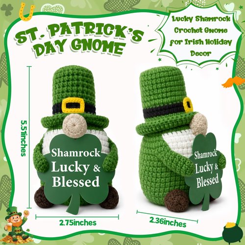 Frabaca Handmade Crochet Gnome Decor Set, Cute Holiday Gnomes Ornaments for Home Office Desk, Sweet Love & Lucky Gnome Gifts for Women Men Bestie Sister Boyfriend Girlfriend Friendship Birthday