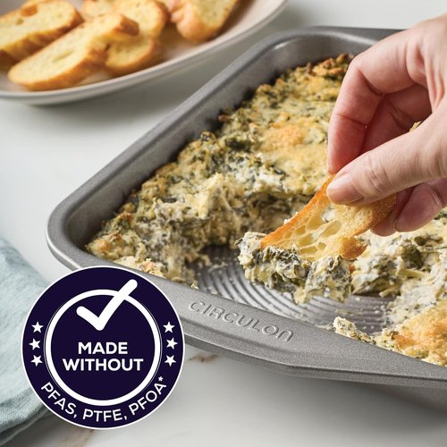 Circulon 51135 Nonstick Baking Pan - 9 Inch Square Cake Pan in Gray for Effortless Baking