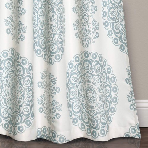 Lush Decor Seafoam Medallion Room-Darkening Window Curtain Set (84" x 52"), 84 in x 52 in, Blue