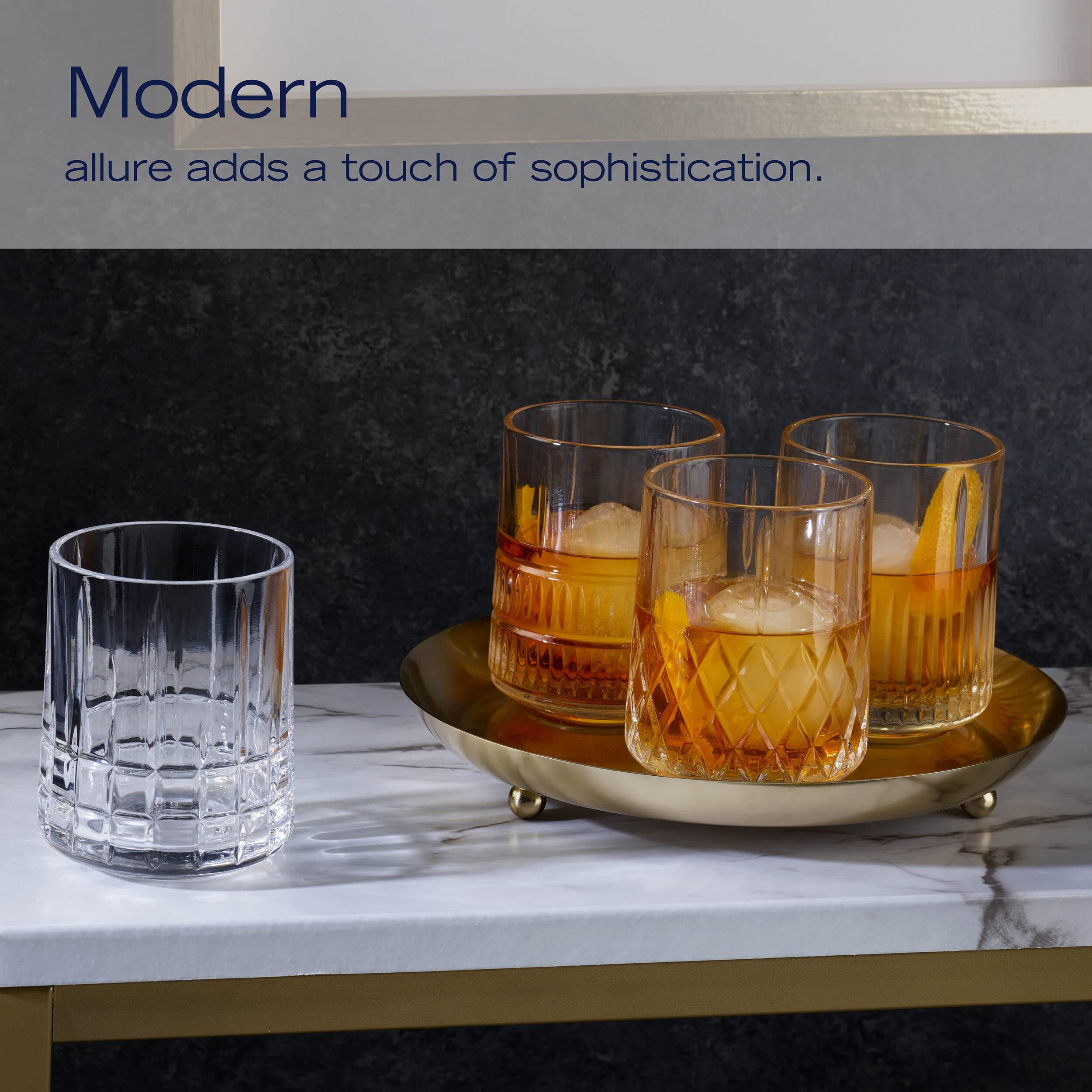 Mikasa Carrick Double Old Fashioned Rocks Whiskey, Set of 4