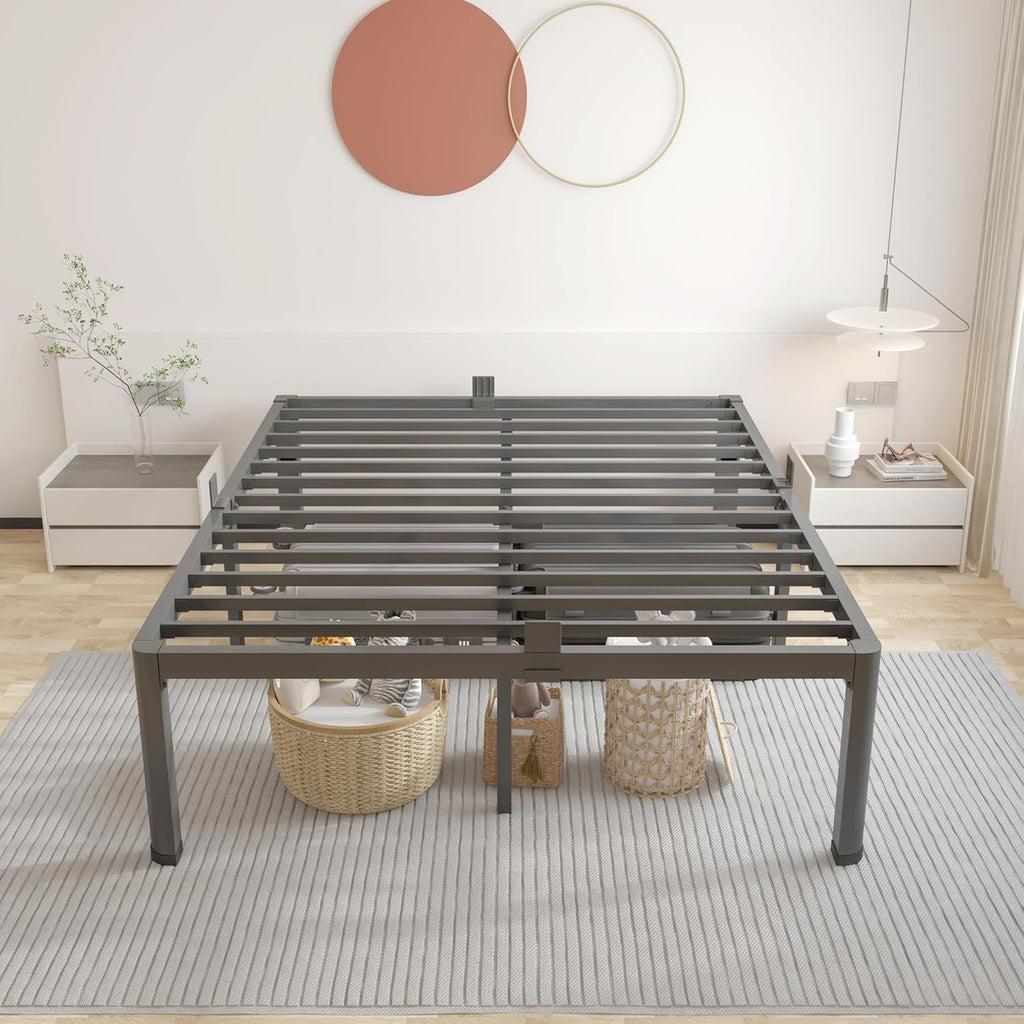 ROIL 18 Inch Queen Bed Frame - Heavy Duty Metal with Rounded Corners & Headboard | Easy Assembly, No Box Spring Needed