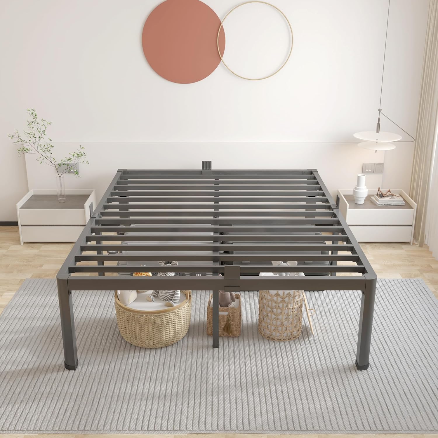 ROIL 18 Inch Queen Bed Frame - Heavy Duty Metal with Rounded Corners & Headboard | Easy Assembly, No Box Spring Needed
