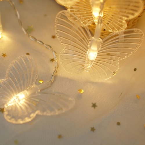 Butterfly Curtain Lights, 6.6ft 48 LED 10 Butterflies USB 8 Modes Window Fairy Lights Twinkle String Lights with Remote Timer for Bedroom Wedding Party Holiday Decor (Warm White)