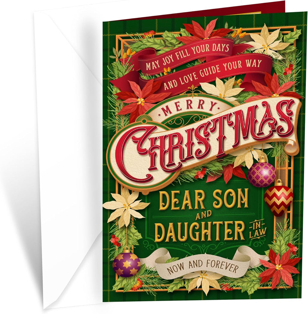 Prime Greetings Christmas Card for Son and Daughter-in-Law - Eco-Friendly, Thick Card Stock | 5in x 7.75in