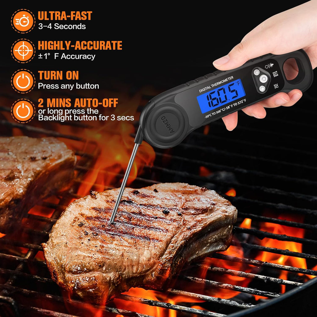 AMMZO Digital Meat Thermometer - Instant Read Cooking & Grilling Tool | Perfect Kitchen Gadget for All Chefs