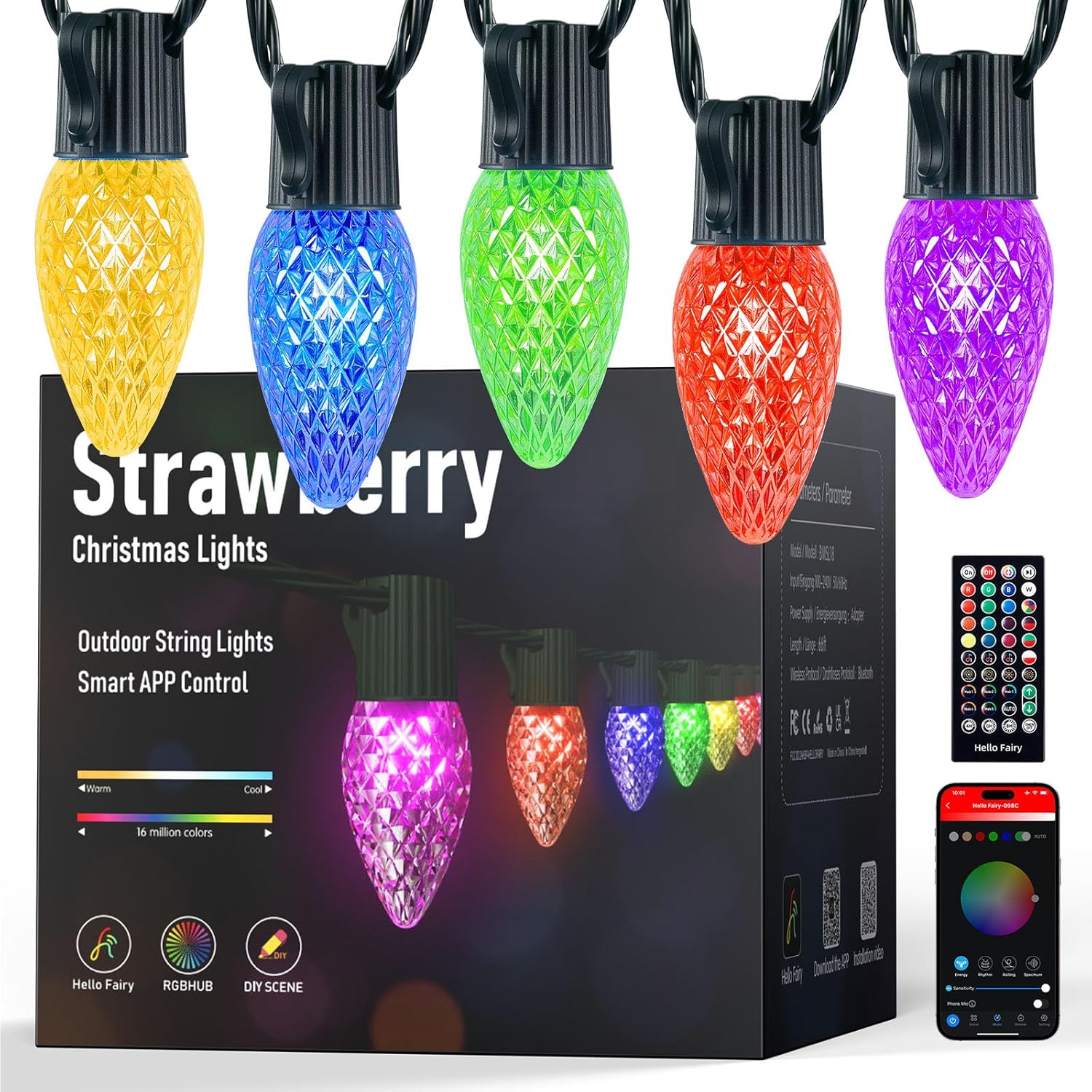 Minetom Smart C9 Christmas Lights - 100 LED Color Changing Fairy Lights | App Control & Music Sync, 99FT