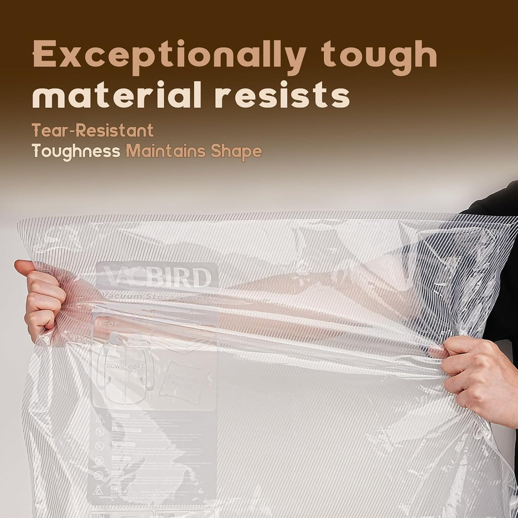 Vacbird Jumbo Vacuum Bags - 15 Pack for Clothes Storage | Space Saver for Luggage & Moving